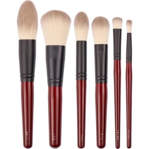 6 Pieces Limited Edition Super Soft Cosmetic Brush Set of Red Handle Beauty Makeup Tools E603