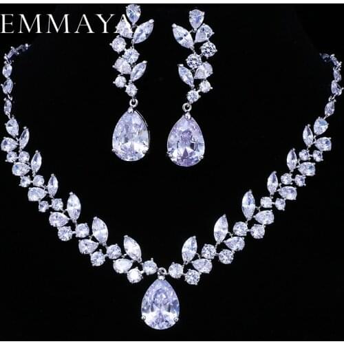 EMMAYA Brand Flower Design AAA+ CZ Wedding Jewelry Sets For Women Silver Color Necklaces Pendant Stud Earrings Gift