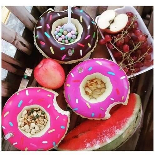 Donut Inflatable Drink Holder Pool Party Supply Float Accessories Kids Adults Bath Float Toys Flamingo Unicorn Swimming Rings