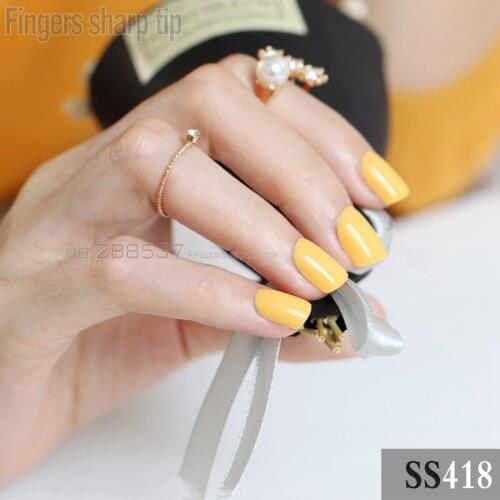 2017 new 24pcs false nails Bright yellow candy short paragraph round square head comfortable multicolor all wrapped SS418