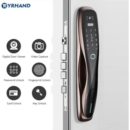 New Arrival Smart Door Lock Fingerprint Digital Wifi Lock Connected Camera Monitor Send Photo To Mobile
