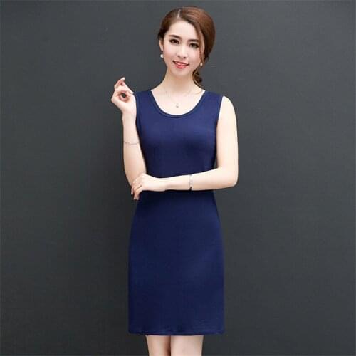 New Spring Sexy Women Modal Dresses Elegant Lady Sleeveless Pakage Hip Dress Plus Summer Tank Dress Vestidos Bottomings WZ189