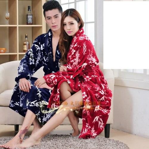 Autumn winter thickening flannel bathrobe man coral fleece robe lengthen 5xl plus size long-sleeve lovers sleepwear nightgown