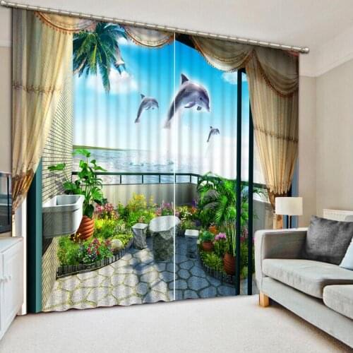 Luxury Blackout 3D Window Curtains For Living Room Bedroom beach curtains Blackout curtain