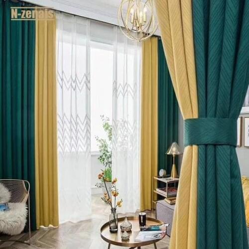 Northern Europe Gentry Curtain Light Luxury Splicing Cashmere Jacquard Curtains for Living Room Bedroom