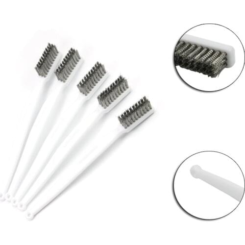 Hot 3pcs/5pcs/10pcs 17cm Total Length Stainless Steel Wire Cleaning Brush 1.2cm Working Width Steel Wire Brush Plastic Handle