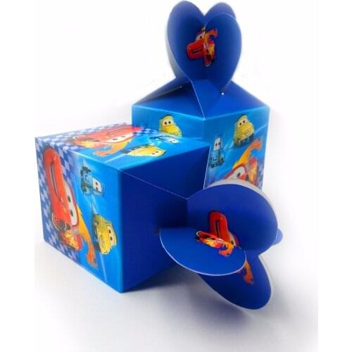6pcs Cars Lightning Mcqueen Cartoon Party Kids Favor Candy Box Kids Birthday Party Decorations Suppliers Baby Favor Disposable