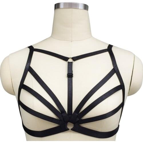 Body Harness Bra for Women goth crop Soft Hollow Out Tops Caged Bra Bondage Buckle Sexy Lingerie Festival Punk Goth Rave bra