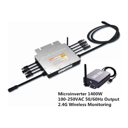 Waterproof IP65 Solar Grid Tied Micro Inverter 1400W Microinverter Inversor 100-250V 50-60Hz Output or +2.4G Wireless Monitoring