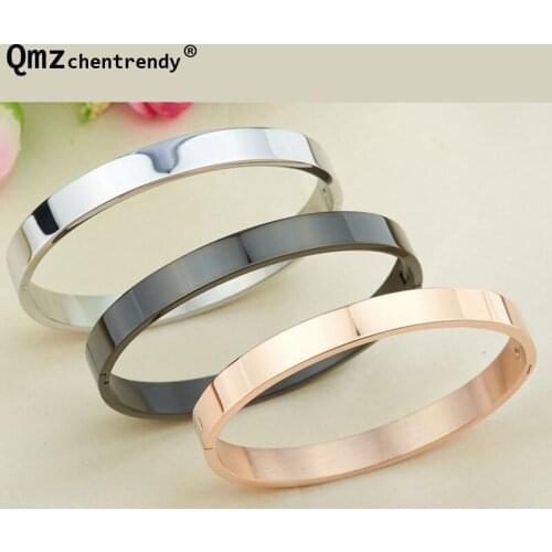 High quality 2016 Rose Gold Stainless Steel Simple no desgin Bracelet Men Women Cuff Bangle for lovers