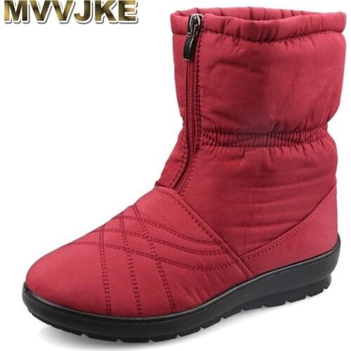 MVVJKE Waterproof Flexible Cube Woman Boots High Quality Cozy Warm Fur Inside Snow Boots Winter Shoes Woman