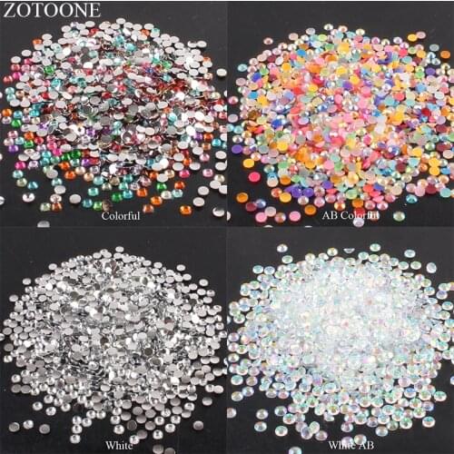 ZOTOONE 2-6mm 1000Pcs 3D Nail Art Decoration Strass Rhinestones Crystal Clear AB None Hotfix Flatback Rhinestoens for Clothes E