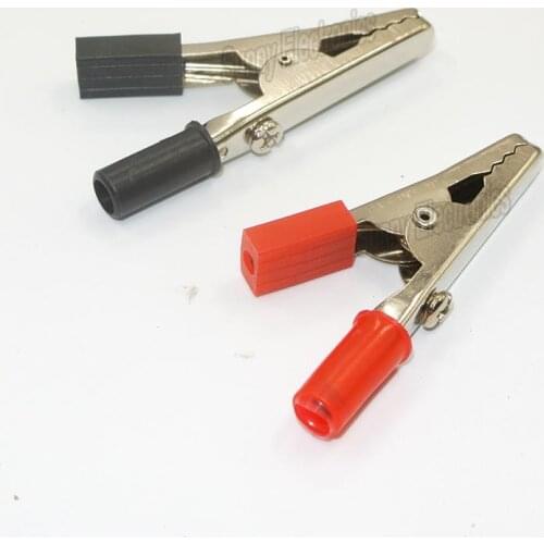 10pcs/lot Insulated Crocodile Clips Plastic Handle Cable Lead Testing Metal Alligator Clips Clamps 52mm Length