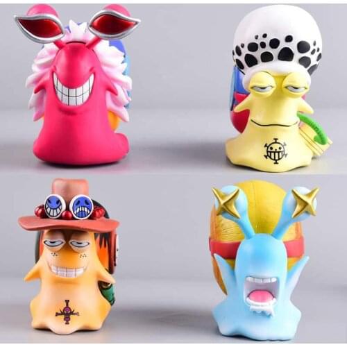 2pcs/set Anime One Piece Zoro Luffy Ace Sanji Law Doflamingo Den Den Mushi PVC Action Figure Den Den Mushi Collectible Model Toy
