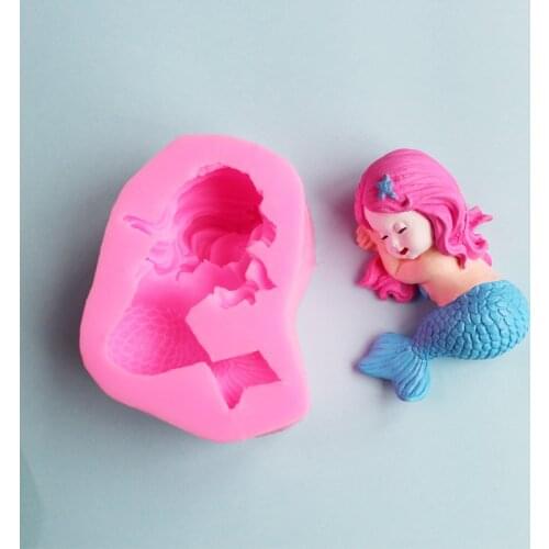 3D Cute Mermaid Shape Mousse Cake Silicone Mold Ice Cream Fondant Molds Candy Chocolate Pudding Mould Cake Decoration Tools F018