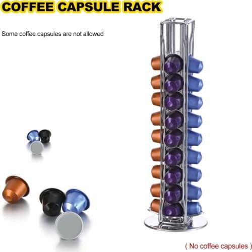 40 Cups Nespresso Coffee Pods Holder Rotating Rack Coffee Capsule Stand Dolce Gusto Capsules Storage Shelve Organization Holder