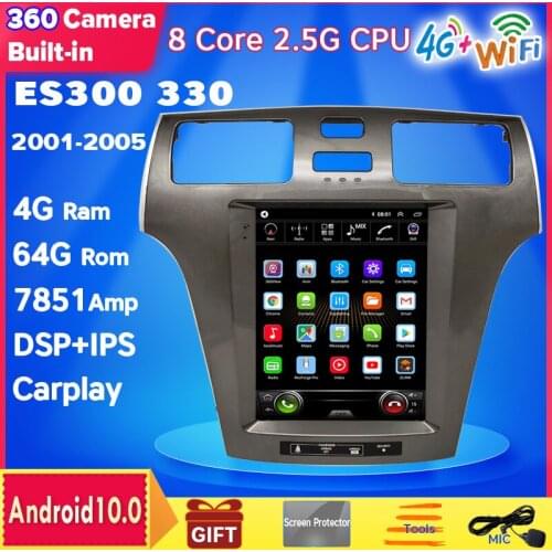 Android 10.4" Vertical Tesla Car GPS 6G 128G for Lexus ES ES240 ES300 ES330 ES350 Carplay Auto Radio Navigation Player 2001-2005
