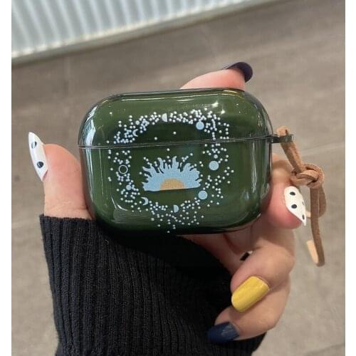 Case for Air Pods Pro Fundas Green Sun Pattern Headphone Case for AirPods Pro 2 1 Case TWS Wireless Bluetooth Earphone Cases