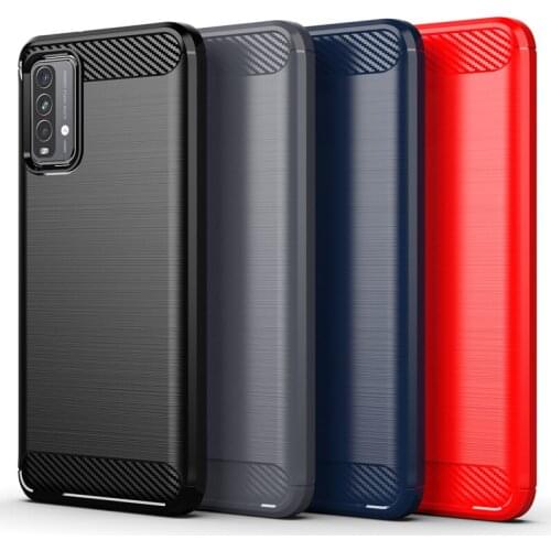 For Xiaomi Redmi 9 Power Case Shockproof Bumper Soft Rubber Carbon Fiber Back Cover Redmi 9 Power Prime Phone Case Redmi 9 Power