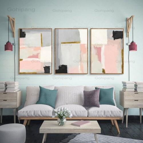 Canvas Painting Pink and Grey Graffiti Abstract Minimalist Wall Art Nordic Poster and Print Pictures for Living Room Home Decor