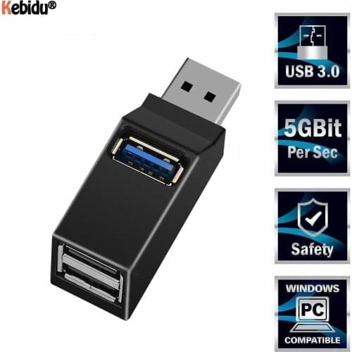 Kebidu Mini 3 Ports USB 3.0 Hub High Speed Data Transfer Splitter Box Adapter For MacBook Pro PC Laptop Multi-port USB Hub