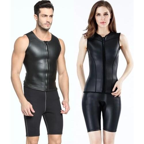 Leather Diving vest + Diving shorts skin diving suit 2mm CR neoprene spearfishing wetsuit men women snorkeling surfing swimwear