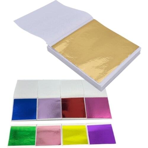 Hot selling 100 sheets 8 x 8.5 cm Colorful Buddha craft gilding Taiwan imitation gold leaf for