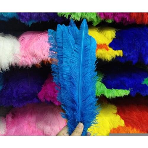 Hot 100pcs Beautiful Deep Sky Blue ostrich feathers 35-40cm/14-16inches For Wedding Christmas Home Craft Decoration