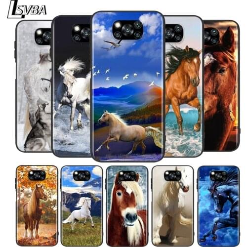 Horse animal painting for Xiaomi Poco X3 NFC X2 M3 M2 F2 Pro C3 F1 A2 Lite A1 Mix3 Play Silicone Soft Black Phone Case