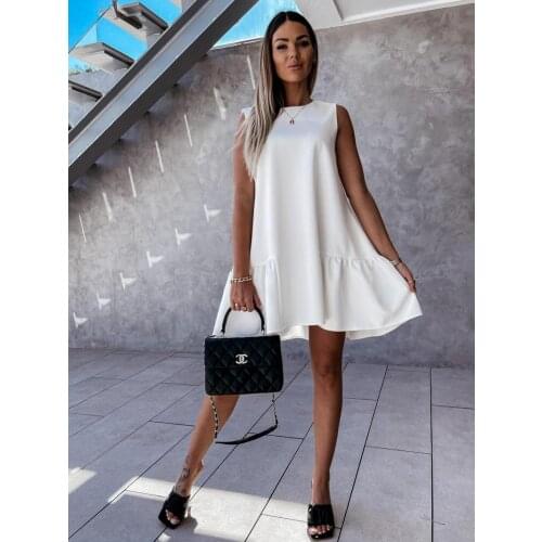White Dress Women New Fashion Summer Ruffle Sleeveless Loose Casual Dress Women Midi Jurk Robe Sexy Femme