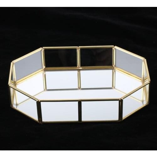 Gold Glass Tray Jewelry Storage Organizer Dessert Tray / Elegant, Deluxe