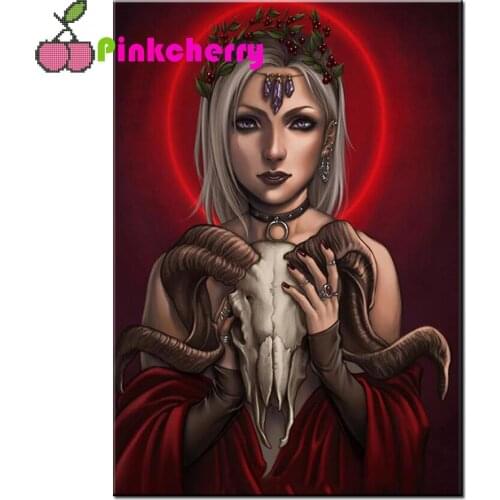 Full Drill Square Diamond Painting Vampire Woman 5D Gothic Embroidery Diamond Cross Stitch Red-haired Home Decoration Art k718
