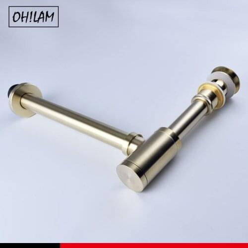 Luxury Basin Pop Up Drain With & Without Overflow Brass P-TRAP Pipe Waste Bathroom Vanity Sink Waste Drainer Gold Siphon Drains