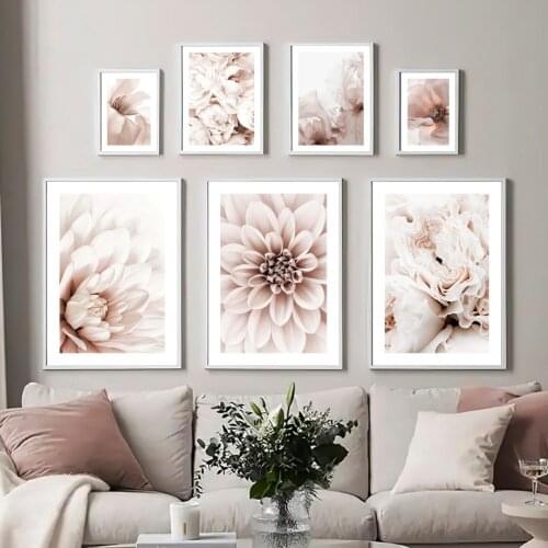Pink Bloom Peony Rose Dahlia Iris Canvas Painting Nordic Posters And Prints Wall Pictures For Living Kids Home Decoration