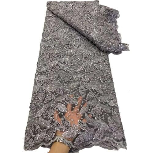 Grey African lace fabric 2019 high quality embroidered french tulle lace latest fashion Swiss guipure mesh Nigerian lace fabrics