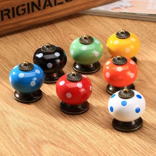 1pc Cute Ceramic Handles Drawer Knobs Cabinet Knob Cupboard Door Handles Single Hole With Screws Furniture Pulls Knobs