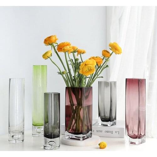 Nordic Modern Glass Vase Straight Flower Arrangement For Home Decoration Accessories Living Room Display Hydroponics Decor Vases