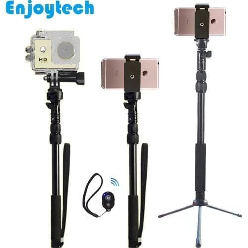 Aluminum Alloy Tube Monopod for Gopro Hero SJcam Action Cameras SLR Selfie Stick with Mini Tripod Bluetooth Remote for Phones