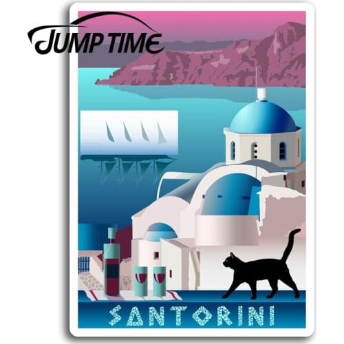 Jump Time for Santorini Greece Vinyl Stickers Aegean Sticker Laptop Luggage Truck Window Bumper Decal Waterproof Accessories