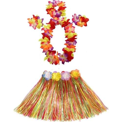 1 Set 30cm /40cm /60cm Women Kids Girls Children Party Hawaii Dress Hula Grass Skirt - Double Layer Thickened Hawaii Skirt