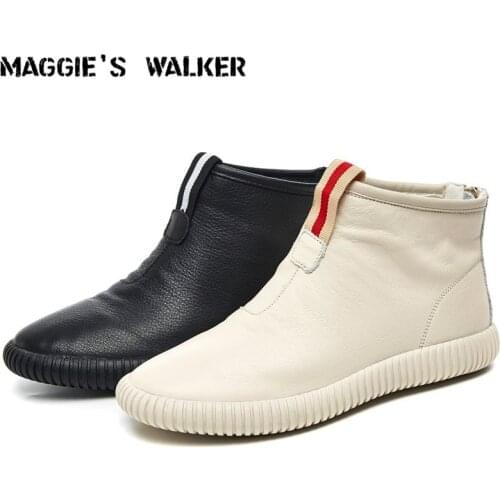 Maggies Walker Womens Genuine Leather Fashion Boots Autumn Casual Zipper Ankle Boots Size 35~39
