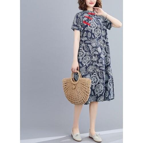 2021 women cheongsam chinese dress vintage cotton linen qipao dresses traditional qipao ladies elegant dress dance costume