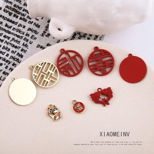 10pcs 2020 New Design Fashion Spray Paint Blessing Word Round Pendant Cats Double Fish Earrings For Women Jewelry Accessories