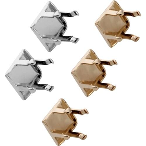 100pcs/Lot Copper Gold Silver Color Square Metal Blank Sew On Rhinestone Claw Prong Setting DIY Pendant Base Findings F5299