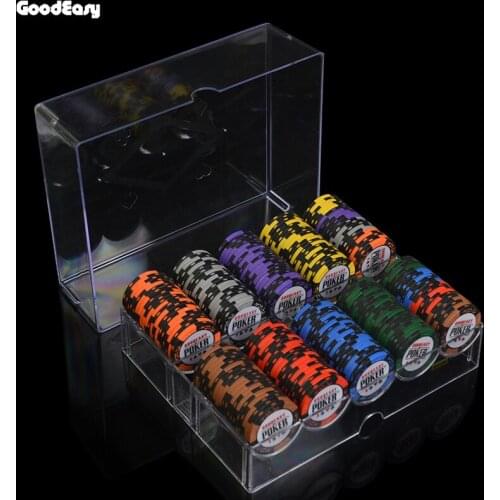 14g Clay Chips Sets With Acrylic Box Casino Crown POKER 14 Colors Texas Hold'em Poker Chips Cheap Factory Price