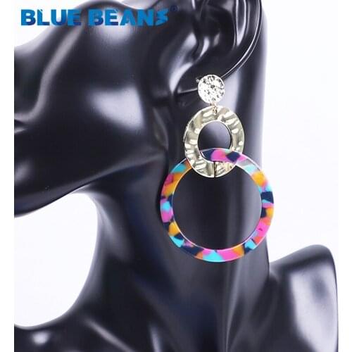 BLUE BEANS 2020 Long Earrings Fashion Jewelry Drop Earrings Women Big Boho Earrings Girls Dangle Minimalist korean Earring Resin