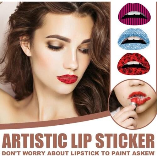 3 Pairs One-time Lip Stickers Color Pattern Lipstick Fashion Stage Nightclub Party Trend Lip Decoration Lipstick Stickers