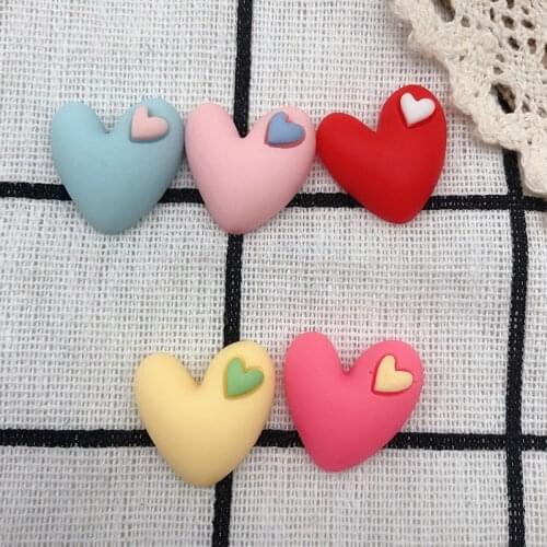 30Pcs Candy Heart Resin Ornaments DIY Crafts Clothes Phone Shell Patches Arts Embellishments Earring Hair Accessories Materials