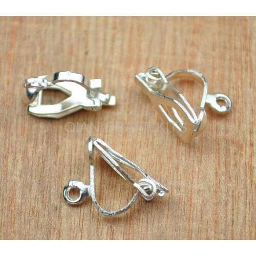 300 pcs pick Silver Clip On earrings Silver Plated Clip on Earring Findings Standard Easy Open Loop