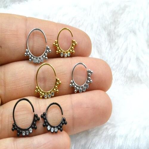 50pcs 20gx8/10mm Surgical Steel Nose Ring Earring Ear Helix Cartilage Diath Gems Nose Studs Body Piercing Jewelry